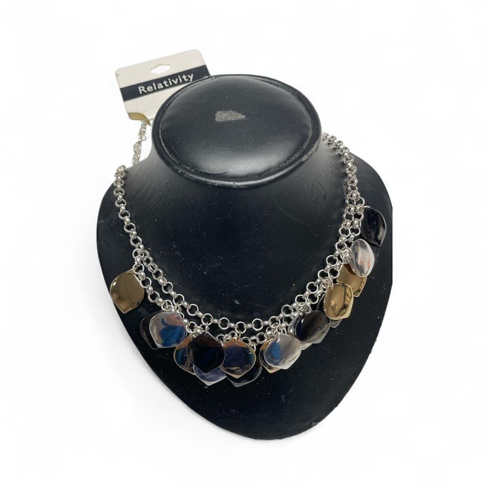 Relativity Silver Necklace with Black and Brown Accents